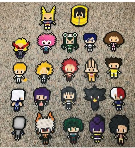 Bnha Perler Beads, All Might Perler Beads, Perler Beads My Hero Academia, Perler Bead Patterns My Hero Academia, Mha Perler Bead Patterns, Mha Perler Beads, Mha Crafts, Mha Pixel Art, Anime Perler