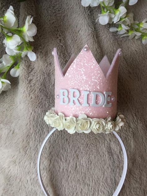 Bachelorette Crown, Crown Veil, Personalized Wooden Letters, Foam Letters, Glitter Crown, Pink Bride, Glitter Letters, Stretchy Headbands, Bow Holder