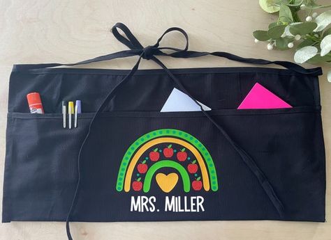 Teacher Aide Gifts, Apple Rainbow, Teacher Aide, Christmas Teacher Gift, Teacher Apron, Canvas Apron, Teacher Must Haves, Swim Mom, Glitter Rainbow