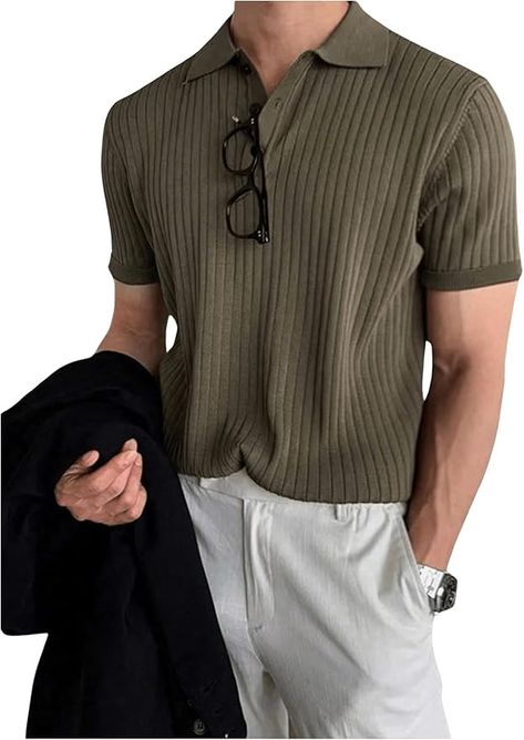 College Outfits Men, Polo Shirt Outfits, Polo Shirt Colors, Green Polo Shirts, Ribbed Shorts, Striped Short, Summer Outfits Men, Mens Casual Outfits, Elevate Your Style