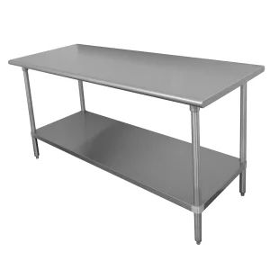 Heavy-Duty Work Table - 14-Gauge | KaTom Restaurant Supply Stainless Table, Stainless Steel Table Top, Stainless Steel Work Table, Work Tables, Stainless Steel Table, Steel Shelf, Stainless Steel Legs, Restaurant Supplies, Work Table