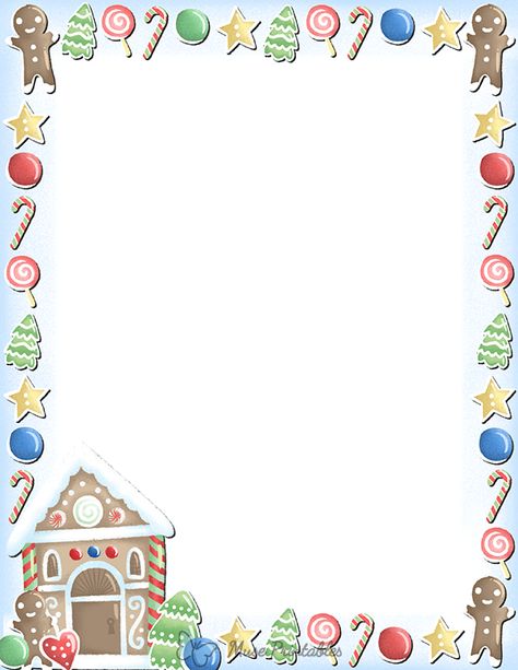 Printable Gingerbread House Page Border Christmas Boarder Ideas, Border Design Christmas, Christmas Borders Free Printable, Free Christmas Borders, December Planner, Christmas Letter Template, Gingerbread House Candy, Christmas Activities For Toddlers, Gingerbread House Kits