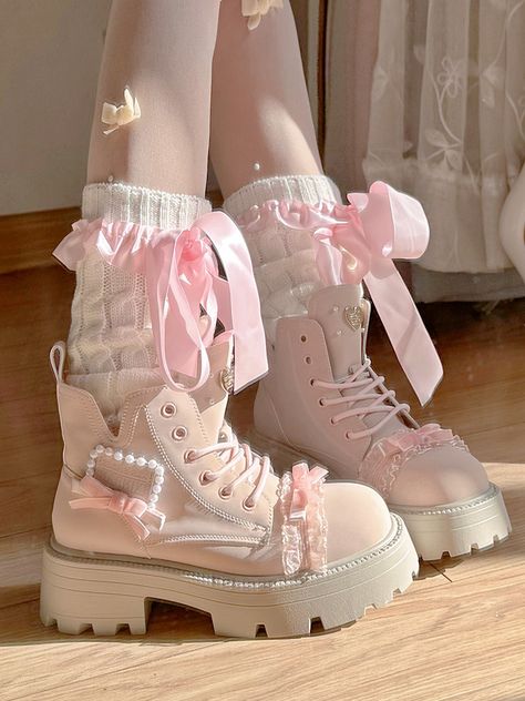 Dr Shoes, Cute Shoes Heels, Kawaii Shoes, Parcel Delivery, Pink Boots, Kawaii Fashion Outfits, Cute Princess, Cute Heels, Girly Shoes