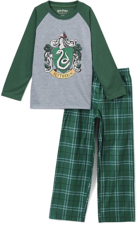 Harry Potter Green Plaid 'Slytherin' Raglan Pajama Set - Toddler Slytherin Green, Harry Potter Boys, Young Harry Potter, Slytherin Clothes, Harry Potter Pyjamas, Slytherin Fashion, Ravenclaw Slytherin, Gryffindor Ravenclaw, Harry Potter Logo