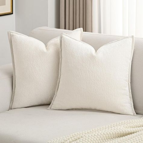 Amazon.com: FUTEI Cream White Chenille Throw Pillow Covers 18x18 Inch Set of 2,Soft Velvet Cushion Case,Home Decor for Couch Bed Living Room : Home & Kitchen Chenille Throw Pillows, Office Playroom, Bed Living Room, Chenille Throw, Chenille Pillow, Dorm Bedroom, Euro Pillow Shams, Velvet Cushions, Couch Bed