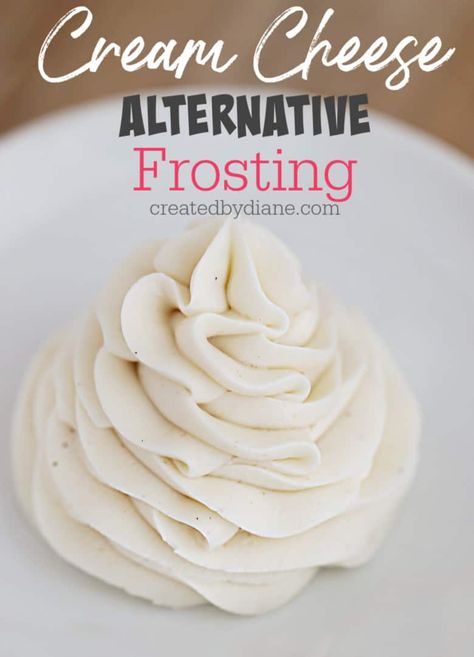 cream cheese alternative frosting recipe Frosting Without Cream Cheese, Cream Cheese Alternative, Carrot Bundt Cake, Healthy Frosting, Vegan Cream Cheese Frosting, Cheese Frosting Recipe, Cheese Alternative, Fig Cake, Dairy Free Cream Cheese