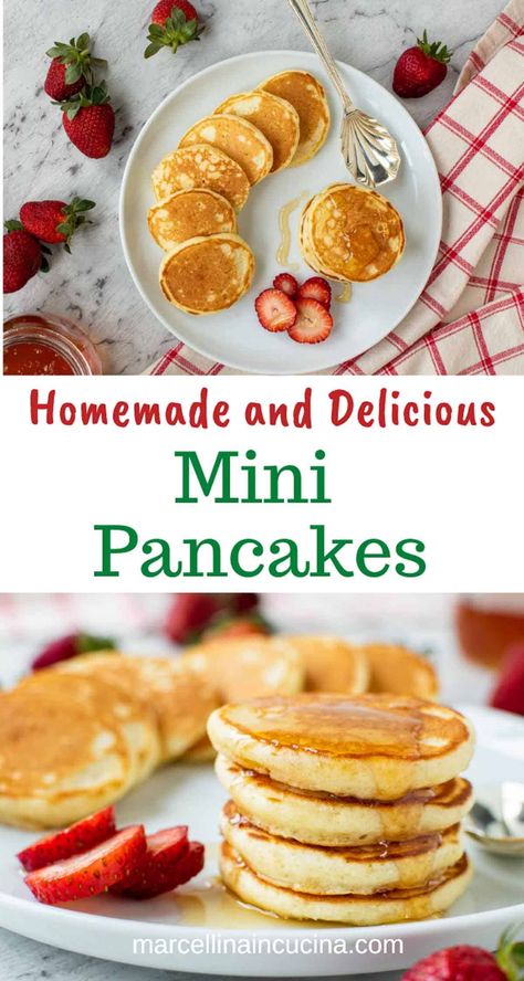 Mini Pancake Lunch Ideas, Mini Fluffy Pancakes Recipe, Make Ahead Mini Pancakes, Small Pancake Batch, Tiny Pancake Recipe, Mini Pancakes In Oven, Diy Mini Pancakes, Homemade Mini Pancakes, Easy Mini Pancakes