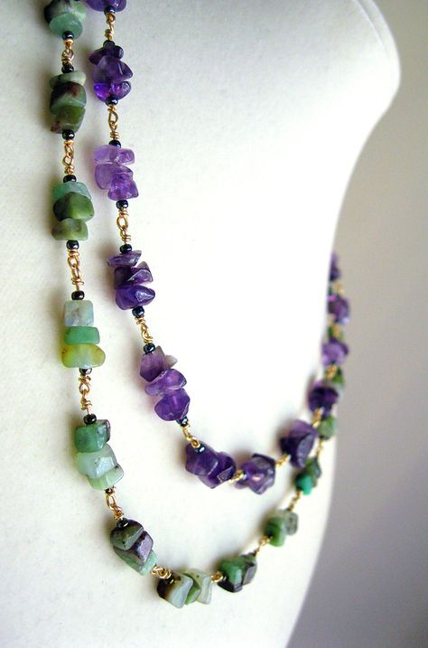 Chinese chrysoprase and amethyst chip necklace | The stones … | Flickr Knitted Slippers Pattern, Mother Daughter Necklace, Dainty Diamond Necklace, Blue Sapphire Necklace, Diamond Cross Necklaces, Basic Jewelry, Slippers Pattern, Daughter Necklace, Jewelry Clasps