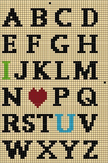 Number Embroidery Pattern, Letter Knitting Pattern, Cross Stitch Letter Patterns Free, Perler Bead Letters, Pixel Art Letters, Pixel Letters, Hand Embroidery Letters, Pola Topi, Crochet Alphabet