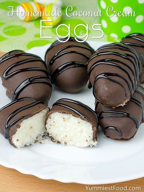 Coconut Cream Eggs Recipe, Coconut Cream Eggs, Homemade Coconut Cream, Sweet Treats To Make, Easter Candy Recipes, Yummiest Food, Easter Sweet Treats, Cream Eggs, Treats To Make