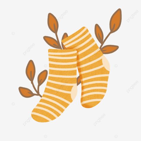 Socks Png, Socks Illustration, Autumn Socks, Socks Drawing, Cartoon Leaf, Fall Socks, Leaf Png, Autumn Illustration, Fluffy Socks