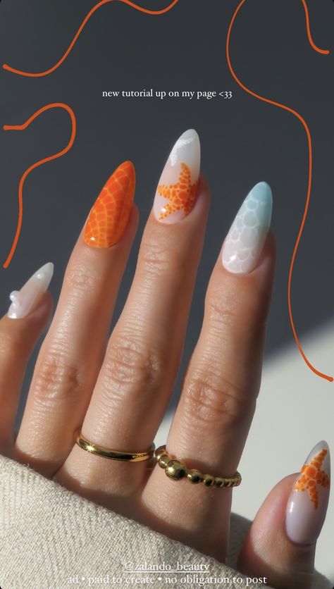 Simple Orange Nails Design, Pool Nails Summer, Nails Caribbean Vacation, Cancun Inspired Nails, Pink And Orange Beach Nails, Costa Rica Inspired Nails, Cruise Summer Nails, Beachy Ombre Nails, Florida Inspired Nails