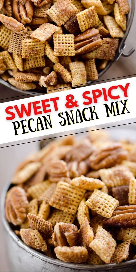 Chex Mix Recipes Crock Pot, Chex Mix Recipes Spicy, Spicy Chex Mix, Chex Mix Recipes Sweet, Sweet Snack Mix, Chex Recipes, Cinnamon Chex, Pecan Crusted Chicken, Chex Mix Recipes