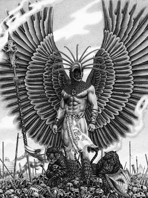 Quetzalcoatl is an Aztec God that is worshipped by people in other ancient cultures as well. To the Egyptians he is Thoth. In both these ancient beliefs and many others he is the God of Knowledge and Wisdom. Also, Hermes and Metatron: Aztec Warrior Tattoo, Mayan Tattoos, Aztec Tattoos, Aztec Tattoo Designs, Polynesian Tattoos, Aztec Culture, Mayan Art, Aztec Tattoo, Warrior Tattoos