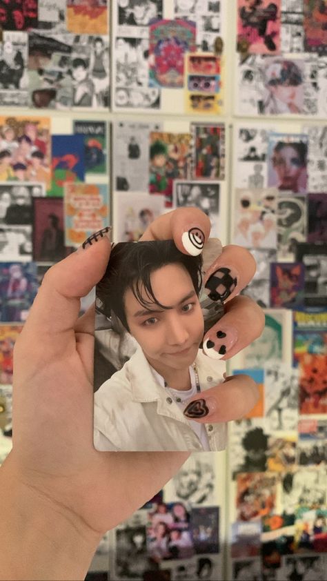 Bts photocard Jhope -  BTS inspired nails Jhope Nails Designs, Jhope Inspired Nails, Jhope Nail Art, Jhope Nails, Bts Inspired Nails, Uñas Ideas, Inspired Nails, Kpop Drawings, Nails Design