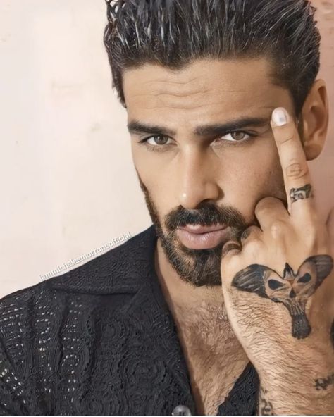 Massimo Hand Tattoo, Michelle Morone, Male Models Tattoo, Lounge Wear Stylish, Michelle Morrone, Big Eyes Makeup, Handsome Italian Men, Jason Morgan, Leather Jacket Outfit Men