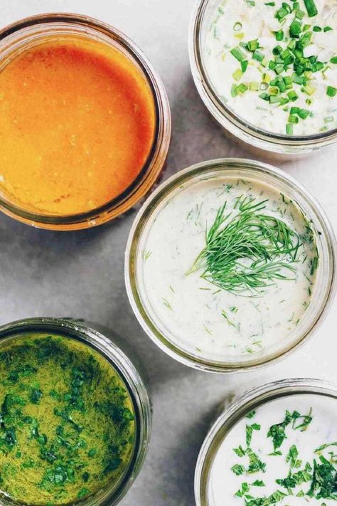 5 Whole30 Salad Dressing Recipes from carrot ginger, to sweet basil, creamy caper-dill, and more! These Whole30 dressings will add so much flavor to meal prep or any Whole30, Paleo, Keto, Vegan, and Gluten-Free salad dressing!#HomemadeSaladDressing #HealthySaladDressing #CreamySaladDressing #VinegretteSaladDressing #EasySaladDressing #AsianSaladDressing #PaleoSaladDressing #Whole30SaladDressing #Whole30Dressing #KetoSaladDressing #IHeartUmami Vinegrette Salad Dressing, Whole30 Salad Dressing, Whole30 Salad, Gluten Free Salad Dressing, Paleo Salad Dressing, Paleo Hot Chocolate, Gluten Free Dressing, Low Carb Salad Dressing, Keto Salad Dressing