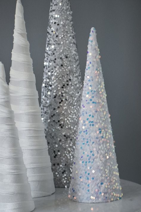 Cream and White Trees - Etsy UK Paper Mache Cone, Ceramic Christmas Decorations, White Trees, Frosted Tree, Christmas Cones, Fabric Tree, Cone Trees, Cone Christmas Trees, Holiday Display