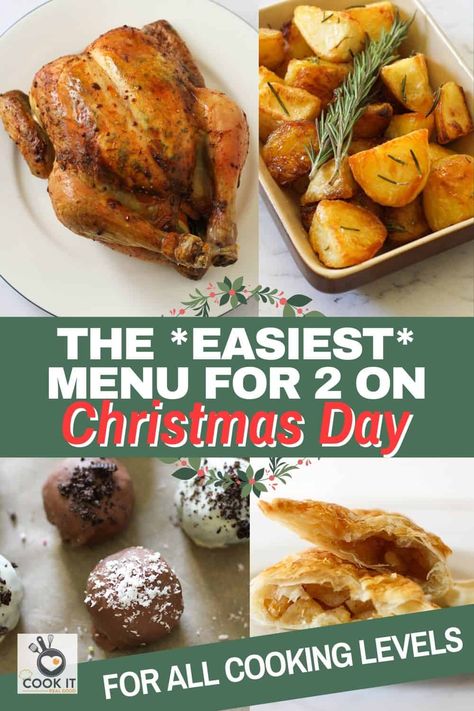 Easy Christmas Dinner Menu, Christmas Dinner For Two, Christmas Dinner Recipes, Pomegranate Cocktails, Hanukkah Dinner, Easy Christmas Dinner, Game Hens, Sprout Salad, Christmas Dinner Menu