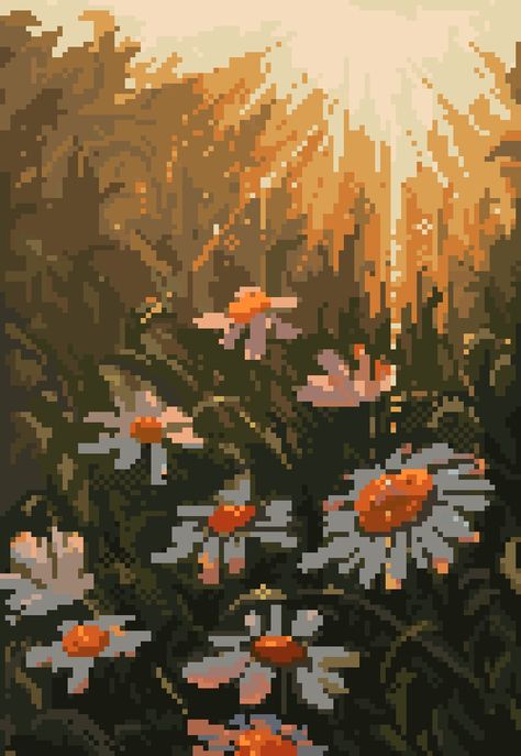 #pixelart - Twitter Search / Twitter Pretty Pixel Art, Pixel Art Garden, Spring Pixel Art Wallpaper, Painting Pixel Art, Fall Pixel Art Wallpaper, Nature Pixel Art, Pixel Art Plants, Bear Pixel Art, Pixel Scenery Wallpaper