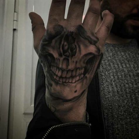 Skull Hand Tattoos For Guys Men, Skull On Hand Tattoo, Skull Tattoos Hand, Man Hand Tattoo, Men's Hand Tattoos, Skull Hand Tattoos For Guys, Skull On Hand, Hand Tattoos Skull, Skull Tattoo On Hand