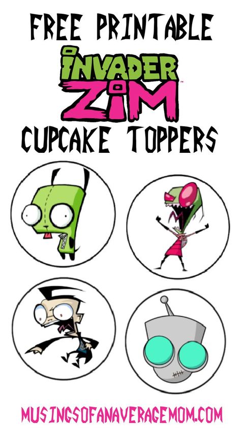 Free Invader Zim cupcake toppers - 12 different circle labels Invader Zim Birthday Party, Invader Zim Birthday, Money Saving Mom, Circle Labels, Party Printables Free, Pinterest Group, Invader Zim, Best Blogs, Birthday Printables