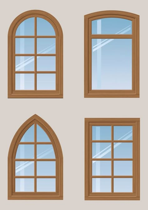 Jendela Vintage, Front Window Design, Stencil Decor, House Template, Architecture Design Drawing, Cardboard House, House Window, Wooden Windows, Vintage Windows