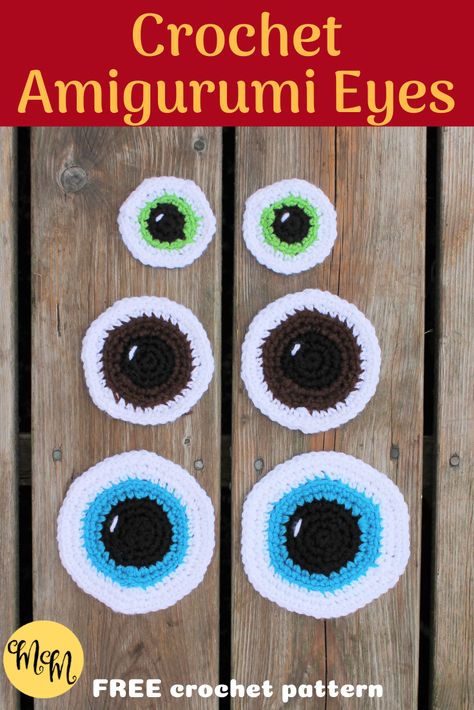 Crochet Eyes Amigurumi Pattern, Crocheted Eyes For Amigurumi, Crochet Amigurumi Eyes Free Pattern, Crochet Eye Free Pattern, Crochet Eyes For Stuffed Animals, Crocheted Eyes Free Pattern, Grimace Crochet Pattern, Crochet Eyes Free Pattern Amigurumi, Crochet Scrap Yarn Projects Free Pattern