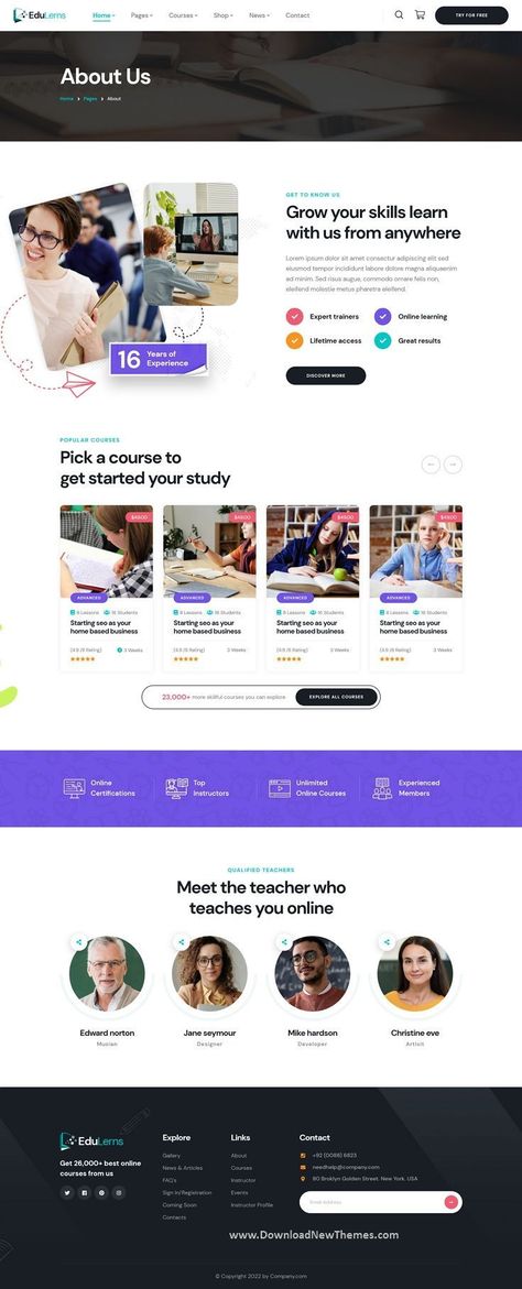 Free responsive HTML5 template for education courses, training centers, online learning, and educational institutions. #education #courses #training #elearning . #Best_Ux_Design #Web_Design_Courses #Website_Course #About_Us_Page_Design Business Coaching Website, Education Website Design Inspiration, About Us Page Web Design, E Learning Website Design, Learning Website Design, Website Course, About Us Page Design, Online Website Design, College Website