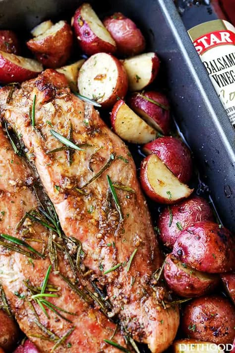 Tender Pork Loin, Balsamic Pork Tenderloins, Roasted Pork Loin, Pork Loin Roast Recipes, Meat And Potatoes, Pork Loin Recipes, Pork Dinner, Roasted Pork, Pork Loin Roast