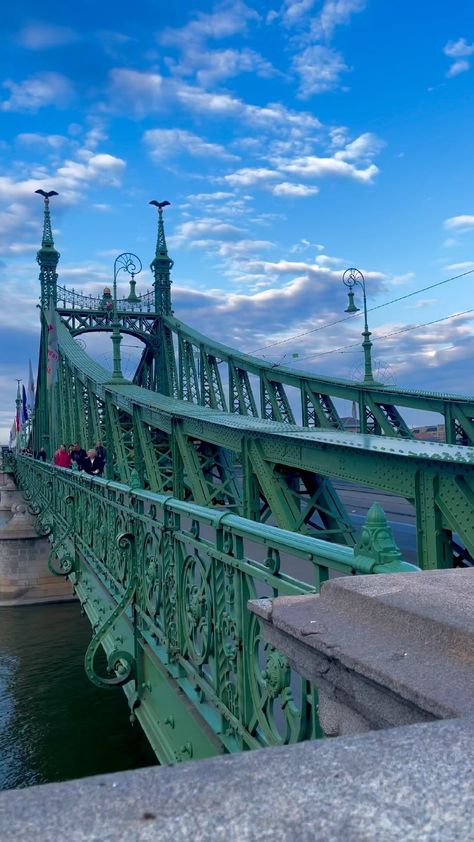 aysunmt on Instagram: Liberty ( Freedom ) Bridge in Budapest, Hungary, connects Buda and Pest across the River Danube . Really ornate design and beautiful… Liberty Bridge, Ornate Design, Budapest Hungary, Bay Bridge, Tower Bridge, Golden Gate Bridge, The River, Budapest, Hungary