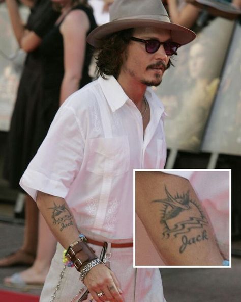 Johnny Depp famously had one of his tattoos changed from "Winona Forever" to "Wino Forever" after breaking up with actress Winona Ryder but his forearm tattoo is here to stay. Read more  http://ift.tt/1NoYUTv Johnny Depp Outfits Ideas, Johnny Depp Inspired Tattoos, Jack Sparrow Tattoo Ideas, Captain Jack Sparrow Tattoo, Jack Sparrow Tattoo, Pirates Of The Caribbean Tattoo, Johnny Depp Tattoos, Jack Tattoo, Avengers Tattoo