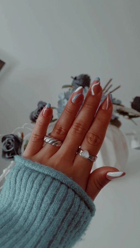 Greyish Blue Nails, Blue Prom Nails, Prom Nails Red, Blue And White Nails, Blue Nail Designs, Nails Prom, Greyish Blue, Red Prom, Beautiful Nail Designs