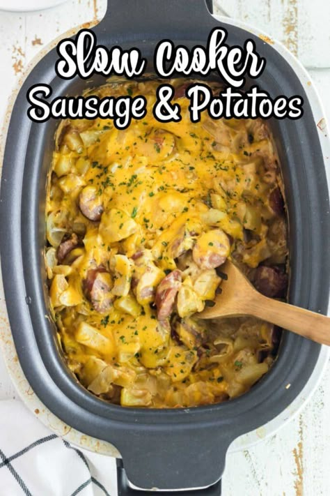 Crock Pot Smoked Sausage, Smoked Sausage And Potato Recipe, Crockpot Chicken Spaghetti, Slow Cooker Sausage, Angel Chicken, Sausage Crockpot, Restless Chipotle, Slow Cooker Casserole, Crock Pot Potatoes