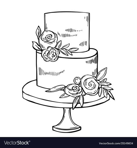 Wedding Cake Sketch Drawings, Wedding Cake Template, Wedding Cake Sketch, Cake Sketch Drawings, Wedding Cake Drawing, Cake Drawings, Wedding Cake Illustrations, Wedding Cake Clipart, Creativity Projects