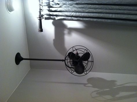 Nice alternative to ceiling fan because I have to have a fan in summer! Ceiling Fan Alternative Bedrooms, Ceiling Fan Direction Summer, Oscillating Ceiling Fan, Gothic Ceiling Fan, Ceiling Fan Alternative, Fan Chandelier Industrial, Master Bedrrom, Industrial Wall Mount Fan, Fan Makeover