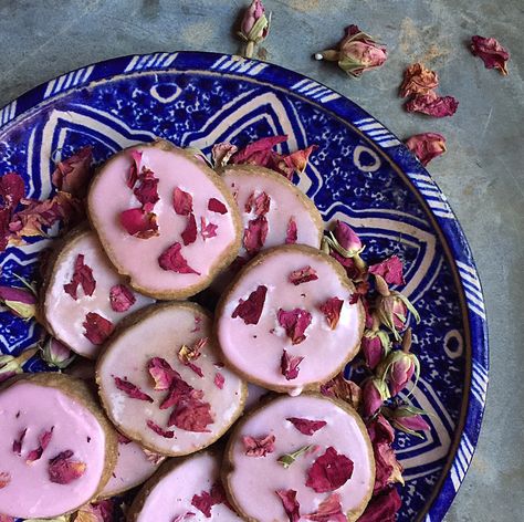 Persian Rose "Love Spell" Cookies Spell Cookies, Kitchen Witch Recipes, Rose Cookies, Rose Recipes, Rose Love, Tea Recipe, Love Spell, Fun Baking Recipes, Cute Desserts