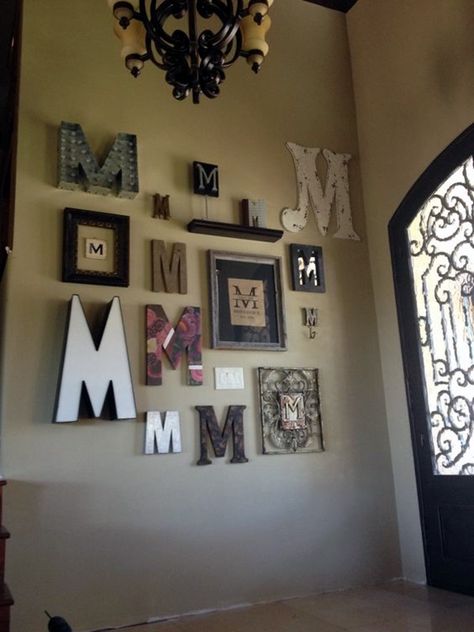 40 Creative Monogram Wall Art Ideas Stairs Wall Decor, Key Wall Decor, Initial Wall Decor, Letters Wall Decor, Wall Gallery Ideas, Wall Decor Amazon, Stairs Wall, 3d Murals, Monogram Wall Decor