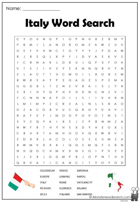 cool Italy Word Search Italy Activities For Kids, Italy Crafts For Kids, Italy Coloring Pages, Italy Crafts, Italy Activities, History Word Search, Recipe For Friendship, Around The World Crafts For Kids, Multicultural Festival