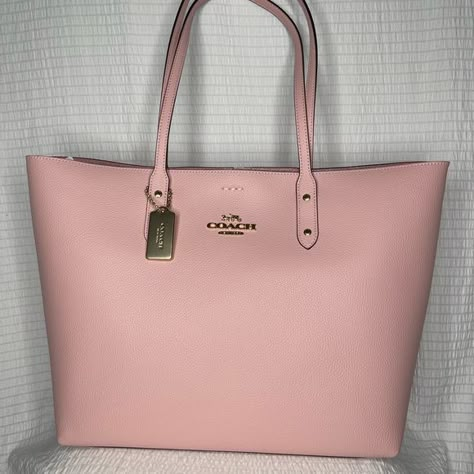 COACH light pink large tote bag NEW Coach Pink Tote Bag, Pink Coach Tote, Large Coach Bag, Uni Supplies, Pink Coach Bag, Tote Bags For College, Uni Bag, Coach Tote Bag, Future Is Bright