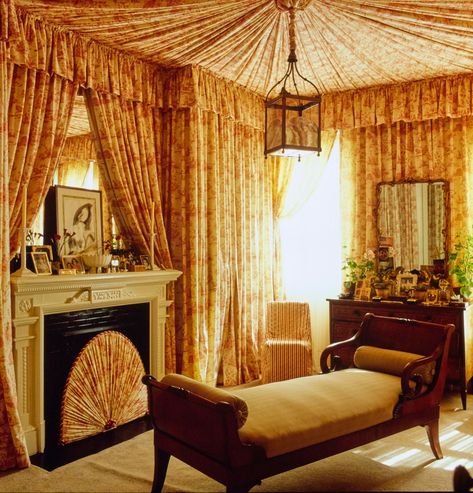 Timeless Decorating, Tent Room, Glam House, Fabric Covered Walls, Fluffy Duvet, Fabric Ceiling, Cozy Luxury, Neoclassical Interior, Tent Dress