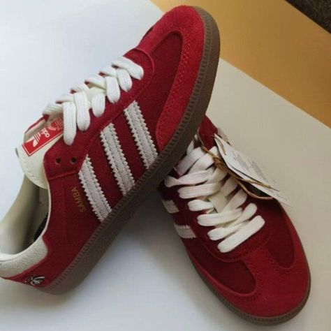 Adidas Samba Wales Bonner Red White Size Us7 Condition New With Tags But No Box Or Extra Laces Color: Red/White Samba Colors, Red Sambas, Adidas Samba Wales Bonner, Wales Bonner, Shoes Adidas, Red Adidas, Red Stripe, Dream Shoes, Adidas Samba