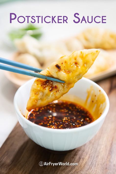 Easy Dumpling Sauce Recipe for Potstickers Wontons | Air Fryer Homemade Chicken Potstickers, Potstickers Recipe Vegetarian, Wonton Dipping Sauce Recipes, Dipping Sauce For Soup Dumplings, Pork And Veggie Dumplings, Homemade Potsticker Sauce, Chili Sauce For Dumplings, Thai Dumpling Sauce, Sauce For Pork Dumplings