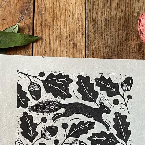 Rose Agar on Instagram: "Autumn equinox 🍂 Autumn is my favourite season! Here is my favourite red squirrel print…. 
.
.
#inspiredbyautumn #inspiredbynature_ #redsquirrel #loktapaper #printmakingforthepeople #linocut #linoprint #rusticstyle #standwithsmall #etsyuk" Equinox Autumn, Squirrel Print, York England, Handmade Sunglasses, Stocking Ideas, Lokta Paper, Favourite Season, Lino Cuts, Witchy Art