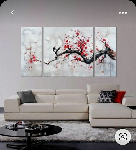 Wall Art 3 Piece, Blossom Painting, Cherry Blossom Painting, Hybrid Art, Panel Wall, 3 Piece Wall Art, Panel Wall Art, Hand Painted Canvas, Panel Art