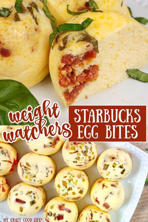 This is an easy recipe for copycat Starbucks egg bites that are Weight Watchers approved! These healthy WW egg bites are perfect for meal prep breakfasts and are low in ww smartpoints! 2 Blue Plan Points | 3 Green Plan Points | 2 Purple Plan Points Ww Egg Bites, Weight Watchers Egg Bites, Meal Prep Breakfasts, Copycat Starbucks Egg Bites, Starbucks Egg Bites Recipe, Healthy Low Calorie Dinner, Weight Watchers Program, Weight Watchers Plan, Starbucks Egg Bites