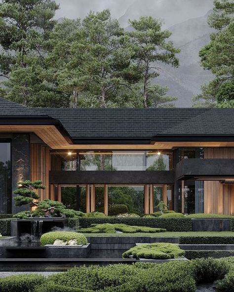 Modern Japanese House, Modern Japanese Architecture, Aspen House, Japanese Style House, Contemporary House Exterior, Modern House Facades, Architecture Model House, Architecture Home, Light Home