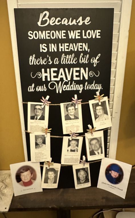 WEDDING MEMORIAL Sign/Heaven Wedding Sign/Wedding Picture Display/Memorial Photo Display for Wedding Wedding Display For Lost Loved Ones, In Loving Memory Wedding Ideas Display, Memorial Display Wedding, Memorial At Wedding Display, Wedding In Memory Ideas, Memorial Photo Display, Wedding Picture Display, Heaven Wedding Sign, Wedding Memorial Ideas