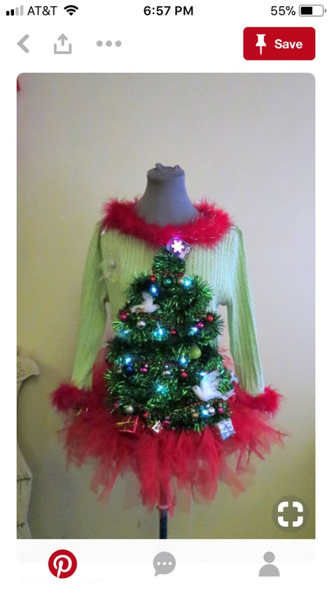 Tacky Christmas Outfit, Ugly Christmas Sweater Diy Funny, Ugly Christmas Sweater Outfit, Tacky Christmas Party, Garland Christmas Tree, Christmas Tree Ugly Sweater, Diy Christmas Sweater, Christmas Sweater Outfits, Diy Ugly Christmas Sweater