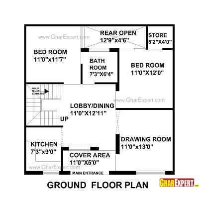 House Plan for 30 Feet by 30 Feet plot (Plot Size 100 Square Yards) - GharExpert.com 30x35 House Plans, Plot Design, 40x60 House Plans, Plot Map, Home Map Design, 20x30 House Plans, Budget House Plans, 30x40 House Plans, Single Floor House Design